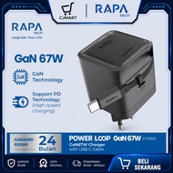 RAPAtech Loop GaN Fast Charger PD3.2 AVS 67W for iphone 17 Series iPad Macbook Dual Port Retractable