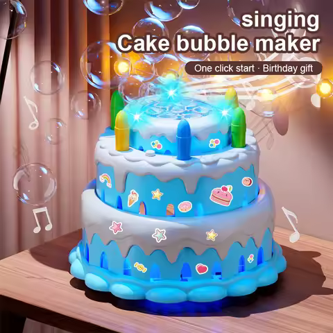 Kids Kawaii Electric Toys Birthday Cake Bubble Machine Flashing Music Automatic Machine Bubble Child