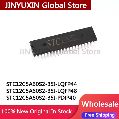 5Pcs STC12C5A60S2-35I-LQFP44 STC12C5A60S2 35I LQFP44 LQFP48 PDIP40 STC12C5A60S2-35I-LQFP48 STC12C5A6