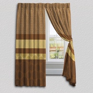 Cozzi Tropical Umber French Pleated Window/Slidng Door Hook Curtain Ready Made Curtains [ 2 piece ] 