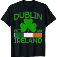 Men's cotton T-shirt Dublin Ireland Est 9882 Ireland Flag Funny St Patrick's Day T-Shirt