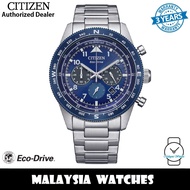 (100% Original) Citizen CA4554-84L Chronograph Eco Drive Blue Dial Stainless Steel Case &amp; Strap Men's Watch (3 Years Warranty)