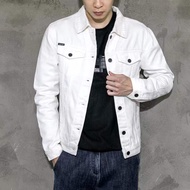 COD 【Ready Stock】jaket jeans lelaki bomber jacket men White denim Male spring autumn Korean version of the trendy brand versatile new workmanship large male JHGJHEFW