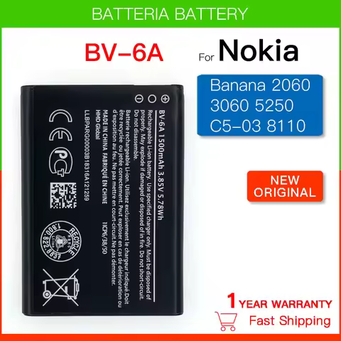 Genuine 1500mAh BV 6A BV6A BV-6A Battery For Nokia Banana 2060 3060 5250 C5-03 8110 4G Batteries Bat