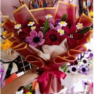 Fuzzy wire chenille pipe cleaner handmade flower bouquet bunga kawat dawai