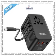 WiWU UA004 Universal Travel Adapter, International Power Plug Adapter with 1 USB C (PD 70W), 2 USB A Ports, 1 USB C Cabl
