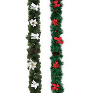 (60850-2) Pine Line 8 Inches 6 Feet Red/White Ornaments Christmas Decorations (60850-2)