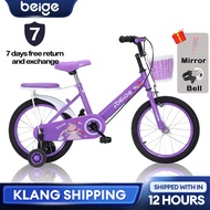 Beige Kids Bicycle Bike Kids 12/16 Inch Boys Girls Bicycle with Training Wheels basikal budak 自行車