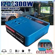 CHERRY 1Pcs Battery Inverter, 120W Dual Plug Smart Transformer, Multifunctional 18V 20V To 220V Hous