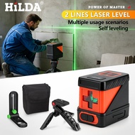 HILDA 2 Lines Laser Level Self Levelling Green Beams Laser Horizontal Vertical Cross Line Mini Laser