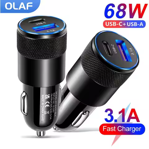 Olaf 68W PD Car Charger USB Type C Fast Charging Car Phone Adapter for iPhone 13 12 Xiaomi Huawei Sa