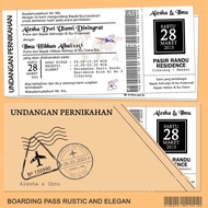RUSTIC WEDDING INVITATION BOARDING PASS INVITATION/
