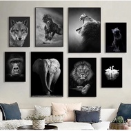 Pictures for Living Room Decoration Home Decor Animal Canvas Painting Wall Art Lion Elephant Horse P