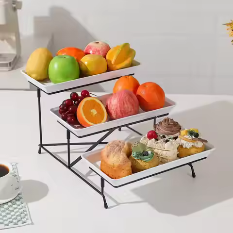 3-Tier Dessert Stand Easy to Clean 3 Tier Serving Stand Elegant for Hotel, Party