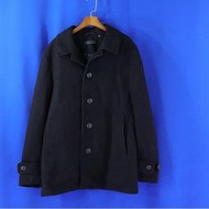 男【日本品牌 UNIQLO】黑色 雙口袋 裡夾棉 毛料大衣外套 M號