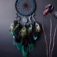 Emerald Green Dream Catcher with Peacock | Lunar with Moon Phases เครื่องดักฝัน