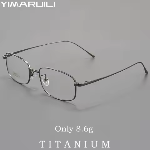 YIMARUILI Ultralight Business Pure Titanium Men's Eyeglasses Frames Simple Square Optical Prescripti