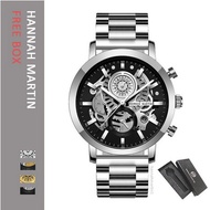hannah martin jam tangan pria 100% ori fashion tahan air analog 1094 - silver