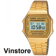 [Vinstore] Casio A168 Adjustable Gold Tone Stainless Steel Strap Digital Men Women Watch A168WG-9W A