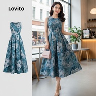 Lovito Women's Pleated Boho Dress for Spring/Summer L142ED635