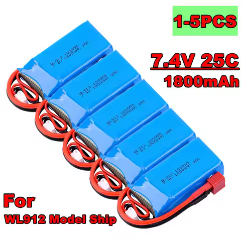 7.4V 1800MAH WL912 Model Ship Lithium Battery For WL912 Remote Control Ship 2S 25C Model Ship Batter