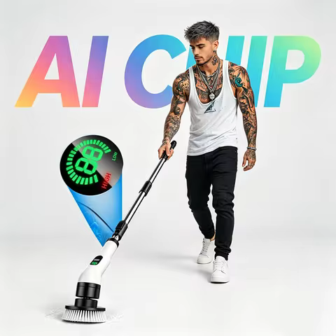 Electric Spin Scrubber, Bathroom Cordless Cleaning Brush Power Scrubber with Replaceable Brush Heads