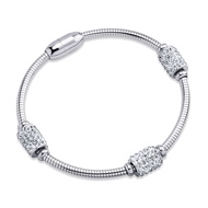 555jewelry กำไลข้อมือ สแตนเลสสตีลแท้ ประดับเพชร CZ รุ่น MNC-BG316 - สร้อยข้อมือผู้หญิง กำไลข้อมือหญิ