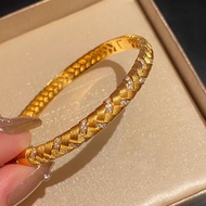 Fashion Light Luxury Retro Wheat Ear Braided Style Bracelet Simple All-Match High-End Feeling 18K In