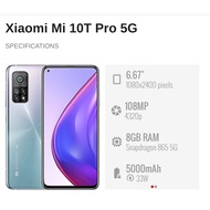 Used Xiaomi Mi 10T Pro 5G || [6.67" DotDisplay | 8GB RAM + 256GB ROM | Snapdragon 865]  Xiaomi Malay