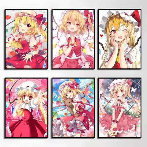 Flandre Scarlet T-Touhou Project Poster Elegant And Affordable Wall Art Stickers For Dormitory Livin
