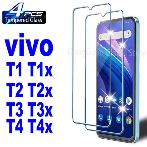 4Pcs Tempered Glass For Vivo T1 T2 T3 T4 T1x T2x T3x T4x Lite Tempered Glass Screen Protector Glass