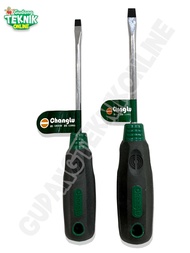 Obeng MINUS CHANGLU 3x100 5x100 6x100 6x150 mm Gagang Karet / Obeng Ples MEN MIN Pipih TPR 3x100mm 5