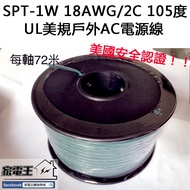 {Home Appliance King} UL Us Standard Outdoor AC Power Cord Wire [72 Meters] SPT-1W 18AWG/2C 105 Degr