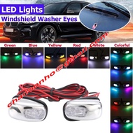 (SEPASANG) Car Chrome LED Nozzle Light Lamp Windshield Jet Spray Wiper Head Washer Eyes RGB Myvi Axi