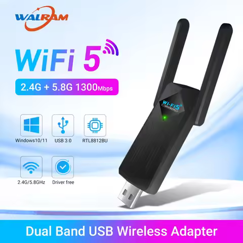 WALRAM USB3.0 WiFi Wireless Adapter WiFi 5 2.4GHz AC1300 Network Card Dual Band RTL8812BU for PC Lap