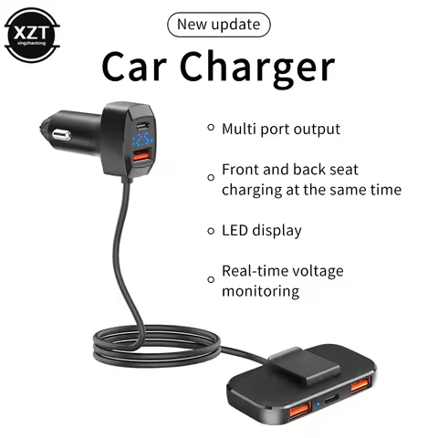 12-24V Car USB C Charger 5 Ports Multi-ports Extension Type C USB 3.1A Fast Charging Phone Charger 3