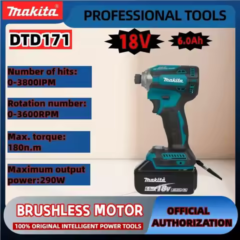 Makita DTD171 18V Brushless Impact Driver Rechargeable Screwdriver Drills Cordless Power Tools