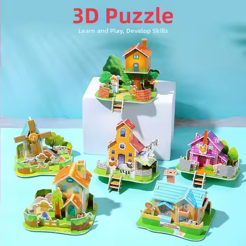 Handmade 3D Three-dimensional Building 9.8*11cm Random Styles Children Puzzle Model Toys Paper Puzzl