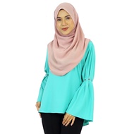 AQEELA Muslimah Wear Embellished Pleated Sleeve Top- Aqua(qb066d)