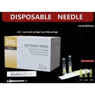 10/100pcs COD 30G Disposable Beauty Needle 4mm 13mm 25mm can be used 1ml Luer Lock /Luer Slip syring