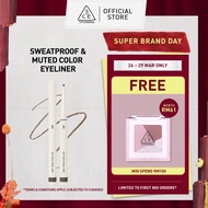3CE Soft Mute Pencil Liner, Waterproof, sweatproof, smudgeproof eyeliner, easy blending for precise 