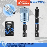 One Piece VEPAK VP1PH50M Screwdriver Bit, 50mm PH2 Magnetic Ring Anti-Slip 1/4 Hex Shank For Applian