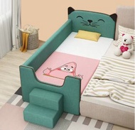 全城熱賣 - 實木兒童床,帶護欄拼接床,床邊加寬嬰兒單人床 (**樓梯款**+200長+80寬+40高cm+床墊) (綠色)#H099026551