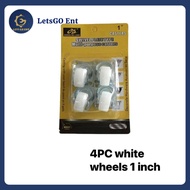 4PC card packaging 1 inch 1.25 inch wheels, white wheels and red wheels.
