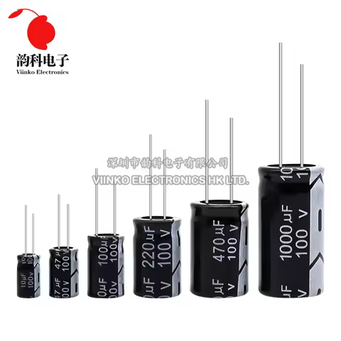 100V Aluminum Electrolytic Capacitor 1UF 2.2UF 3.3UF 4.7UF 10UF 22UF 33UF 47UF 100UF 220UF 470UF 100