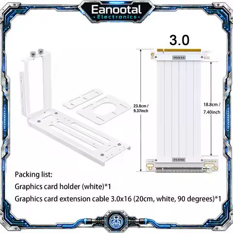 Vertical GPU Mounting Kit 2 Slot Bracket with PCIe 3.0 4.0 Riser Cable Individual Options