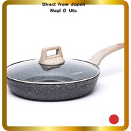 CAROTE Nonstick Frying Pan, 8-inch Granite Skillet with Glass Lid, Egg Pan, Omelette Pan, Stone Coo