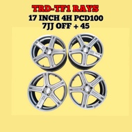 Sport Rim TRD -TF1 RAYS 17 Inch 4H PCD100  7JJ OFF +45 Myvi Alza Vios Civic City Jazz ORI Japan