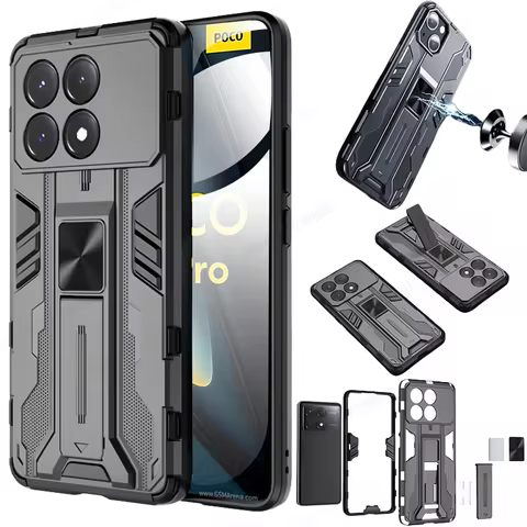 Shockproof Armor Magnetic Case For Poco F6 Pro F5 F4 GT Coque For Poco X6 X5 Pro X4 GT X3 NFC M3 M4 