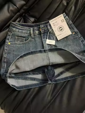 Women's Blue A-line Denim Skirt Y2k Jean Shorts Skirts Harajuku 90s Vintage Mini Cowboy Skirt 2000s 